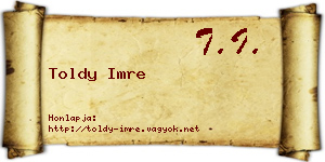Toldy Imre névjegykártya